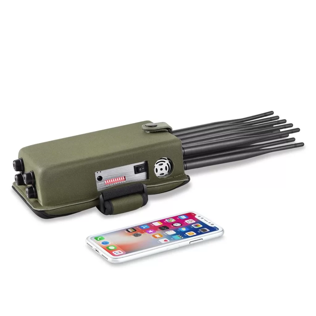 Portable cell jammer GPS 3G 4G 10 antennas cell blocker Sistel Comunicaciones